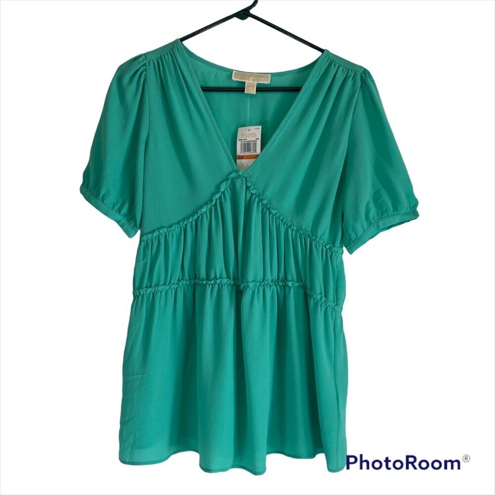 Michael Michael Kors green aqua blouse Size Small NWT